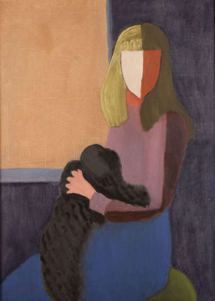 Milton Avery, Seated Girl with Dog, 1944, Öl/Lw, 111.8 x 81.3 cm (Collection Friends of the Neuberger Museum of Art, Purchase College, State University of New York. Gift from the Estate of Roy R. Neuberger © 2021 Milton Avery Trust / Artists Rights Society (ARS), New York and DACS, London 2021. Photo: Jim Frank)