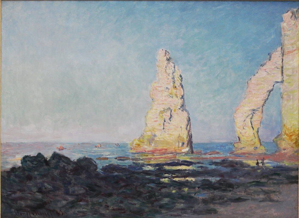 Claude Monet, Aiguille d’Étretat, marée basse [Felsnadel von Étretat bei Ebbe], 1883, Öl auf Leinwand, 60 x 81 cm (Privatsammlung, Foto: Alexandra Matzner, ARTinWORDS)