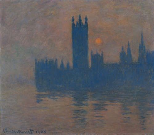 Claude Monet, Houses of Parliament, Sunset [Parlament, Sonnenuntergang], 1900/01 [1904 datiert], Öl/Lw, 81 x 92 cm (Kunstmuseen Krefeld, Kaiser Wilhelm Museum)