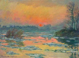 Claude Monet, Coucher de soleil sur la Seine, l’hiver [Sonnenuntergang über der Seine im Winter], 1880, Öl auf Leinwand, 60,6 x 81,1 cm (Pola Museum of Art, Pola Art Foundation)