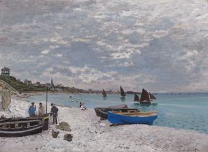 Claude Monet, La plage à Sainte-Adresse [Der Strand in Sainte-Adresse], 1867, öl auf Leinwand, 75.8 x 102.5 cm (aus dem Besitz von Faure, heute: The Art Institute of Chicago, Mr. and Mrs. Lewis Larned Coburn Memorial Collection, 1933.439)