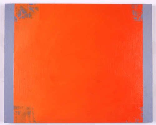 Nancy Haynes, Red Orange Scaffold, 2000/01, Öl auf Leinwand, 61 x 72 cm (Privatsammlung Wien Courtesy Galerie Hubert Winter, Wien © Nancy Haynes)