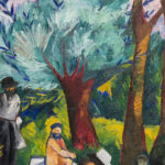 Natalja Gontscharowa, Badende, Detail, um 1910, Öl auf Leinwand, 94,5 x 114,5 cm (Museum Wiesbaden, erworben mit Unterstützung der Hessischen Kulturstiftung, Verein zur Förderung der bildenden Kunst in Wiesbaden e.V. sowie der Landeshauptstadt Wiesbaden)