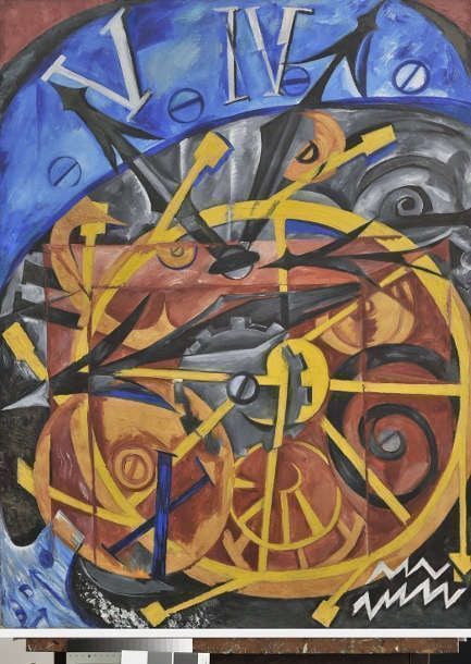 Natalja Gontscharowa, Die Uhr, 1910, Öl auf Leinwand, 105 x 79 cm (© VG Bild-Kunst, Bonn 2021, © Staatliche Museen zu Berlin, Nationalgalerie / Andres Kilger)