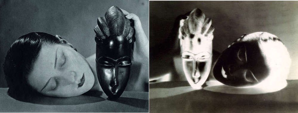 Man Ray, Noire et Blanche, 1926 (um 1970), Silbergelatineprint & Schwarz und Weiß (Negativ, Kiki mit Baule-Maske), 1926, Selbergelatineprint (Galerie 1900-2000, Paris © MAN RAY TRUST/ Bildrecht, Wien, 2017)