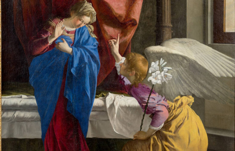 Orazio Gentileschi, Verkündigung, Detail, 1623, Öl auf Leinwand, 289 × 198 cm (Turin, Königliche Museen – Sabauda-Galerie, Inv. 161)