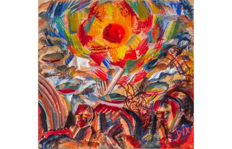 Otto Dix, Abendsonne (Ypern), 1918, Gouache über Bleistift (Kunstmuseum Albstadt, Stiftung Sammlung Walther Groz, © VG Bild-Kunst, Bonn 2024, Foto: Frank Luger / Art Photography)