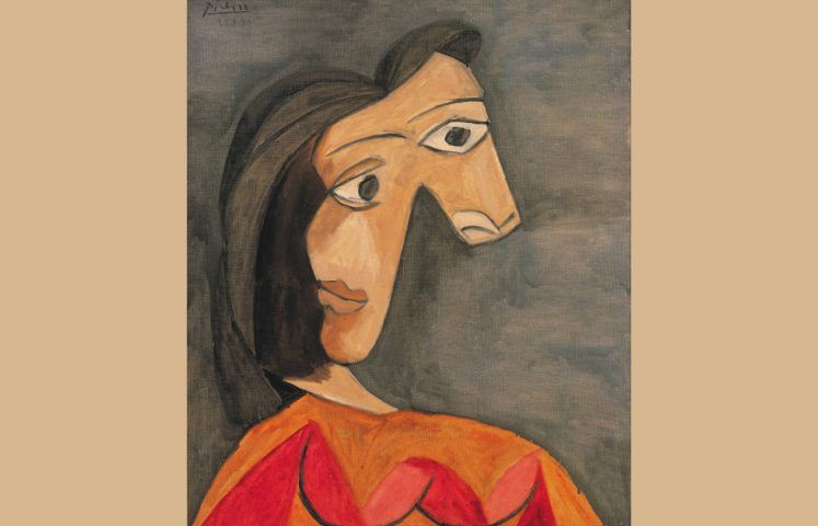 Pablo Picasso, Die orangefarbene Bluse – Dora Maar [Le corsage orange – Dora Maar], 21.04.1940, Öl auf Leinwand, 73 × 60 cm (Sammlung Würth, Foto: Volker Naumann, Schönaich © Succession Picasso/Bildrecht, Wien 2022)