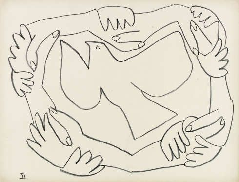 Pablo Picasso, Die verschränkten Hände II, 1952, Lithografie © Succession Picasso, Paris VG Bild-Kunst, Bonn 2018