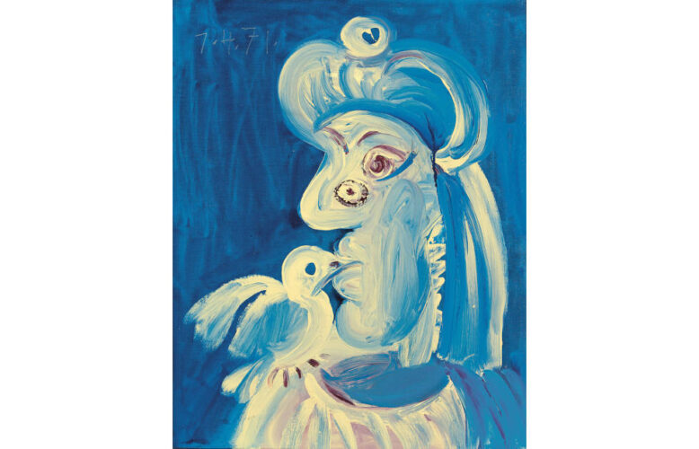 Pablo Picasso, Femme à l'oiseau [Frau mit Vogel], 7.4.1971 (Fundación Almine y Bernard Ruiz-Picasso, Madrid © Succession Picasso/Bildupphovsrätt 2025, Photo: Marc Domage © FABA)