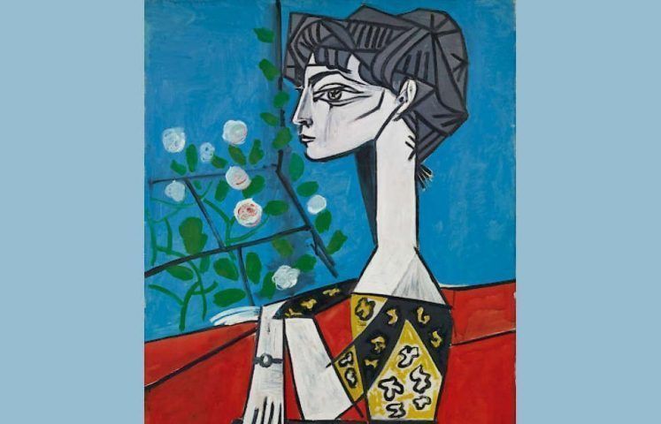 Pablo Picasso, Madame Z (Jacqueline mit Blumen), Detail, 2. Juni 1954, Öl/Lw, 100 x 81 cm (Sammlung Catherine Hutin, © Succession Picasso/VG Bild-Kunst, Bonn 2018)