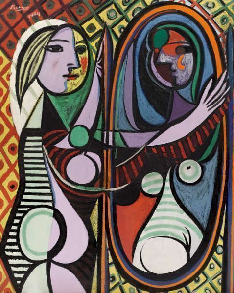 Pablo Picasso, Mädchen vor einem Spiegel [Jeune fille devant un miroir], 1932, Öl/Lw, 162,3 x 130,2 cm (The Museum of Modern Art, New York. Gift of Mrs. Simon Guggenheim 1937 © Succession Picasso/DACS London, 2017)