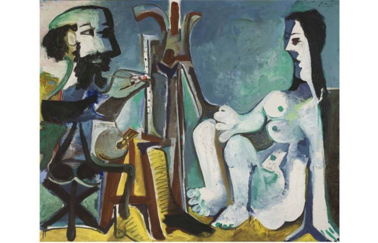 Pablo Picasso, Le peintre et son modèle, 26.3.1963, Öl auf Leinwand, 130 x 162 cm (Esther Grether Familiensammlung, © Succession Picasso / 2022, ProLitteris, Zürich)