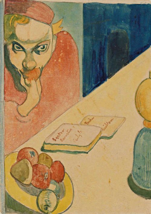 Paul Gauguin, Porträt von Jacob Meyer de Haan, 1889, Aquarell und Kreide auf Papier, 16,2 x 11,4 cm (New York, The Museum of Modern Art. Don d’Arthur G. Altschul, 1977 © 2017. Digital image, The Museum of Modern Art, New York / Scala, Florence)