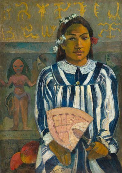 Paul Gauguin, Tehamana hat viele Eltern oder Die Ahnen von Tehamana (Merahi metua no Tehamana), 1893, Öl/Jute, 75 × 53 cm (Art Institute of Chicago. Gift of Mr. and Mrs. Charles Deering McCormick (1980.613). Photo: Art Institute of Chicago / Art Resource, NY)