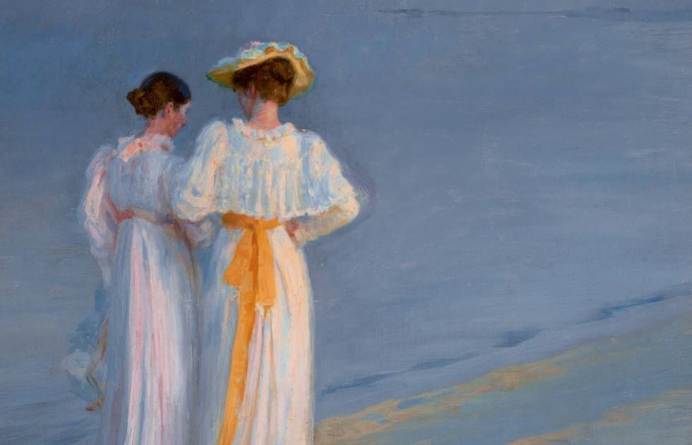 Peder Severin Krøyer, Anna Ancher und Marie Krøyer am Strand von Skagen, Detail, 1893 (Dauerleihgabe im MKdW, Collection Broere Charitable Foundation)