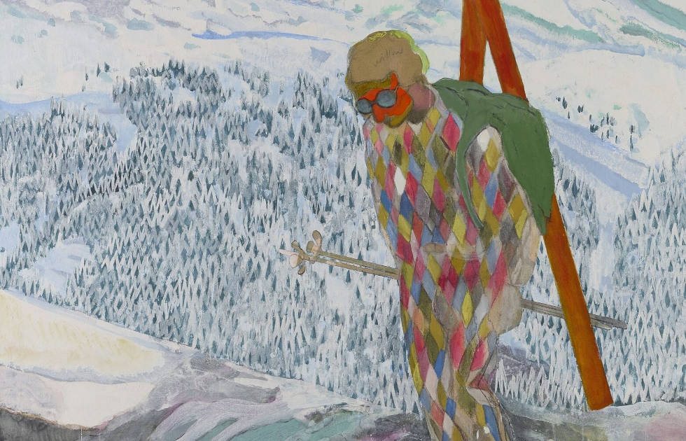 Peter Doig, Alpinist, 2022, Pigment auf Leinen, 295 x 195 cm © Peter Doig, All Rights Reserved