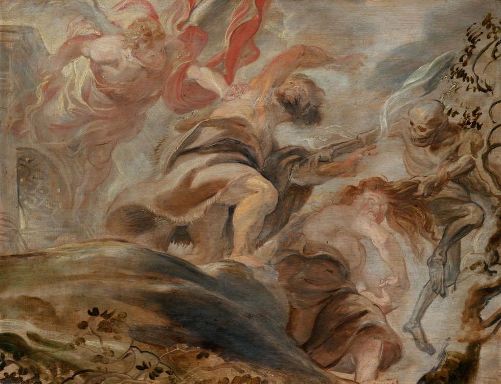 Peter Paul Rubens, Die Vertreibung von Adam und Eva aus dem Paradies, 1620, Öl/Holz, 49.5 x 64.5 cm (Prag, Národní Galerie v Praze)