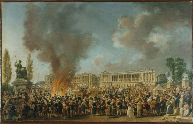 Pierre-Antoine Demachy, La fête de l'Unité, sur la place de la Révolution, um 1793, 68 x 93,5 cm (Musée Carnavalet, Paris)