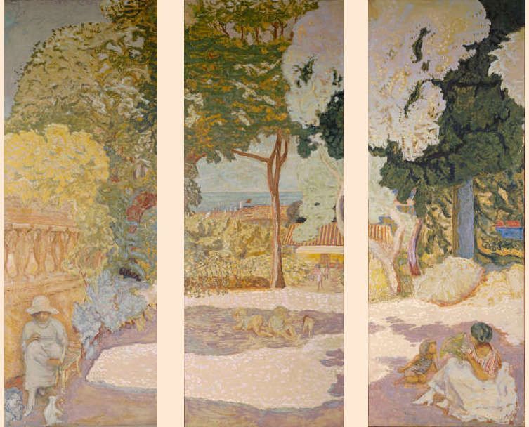 Pierre Bonnard, Das Mittelmeer. Triptychon, Saint-Tropez 1911, Öl/Lw, je 407 × 152 cm, Sammlung Iwan Morosow, 1911, beauftragt im Januar 1910 (Eremitage Museum, St. Petersburg)