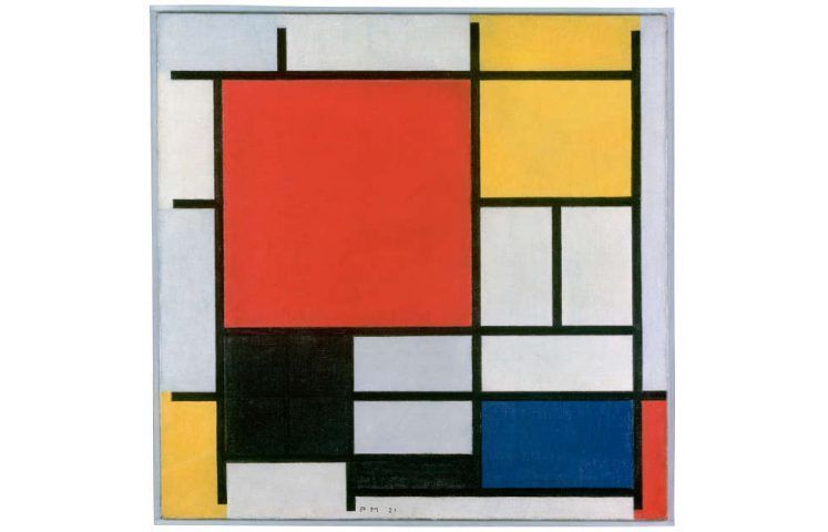 Piet Mondrian, Komposition in Rot, Gelb, Blau und Schwarz, 1921, Öl-Lw, 59.5 x 59.5 cm (Kunstmuseum, Den Haag)
