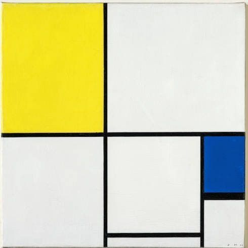 Piet Mondrian, Komposition mit Gelb und Blau, 1932, Öl auf Leinwand, 55,5 × 55,5 cm (Fondation Beyeler)