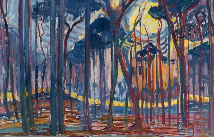 Piet Mondrian, Wald (Wald bei Oele), Detail, 1908, Öl/Lw, 128 x 158 cm (Kunstmuseum Den Haag – bequest Salomon B. Slijper, Inv.-Nr. 0334284)