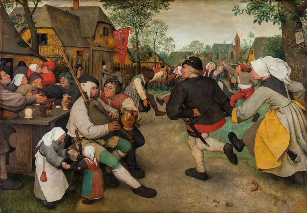 Pieter Bruegel d. Ä., Bauerntanz, um 1568, Öl auf Holz, 113,5 x 164 cm (Kunsthistorisches Museum, Gemäldegalerie © KHM-Museumsverband)