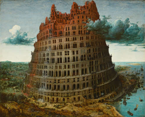 Pieter Bruegel d. Ä., Turmbau zu Babel, nach 1563?, Eichenholz, 59,9 × 74,6 cm (Museum Boijmans Van Beuningen © Museum Boijmans Van Beuningen, Rotterdam Photographer: Studio Tromp, Rotterdam)