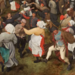 Pieter Bruegel der Ältere, Der Hochzeitstanz, Detail, 1566, Öl auf Holz, 119.4 × 157.5 cm (Detroit Museum of Art, Inv.-Nr. 30.374)