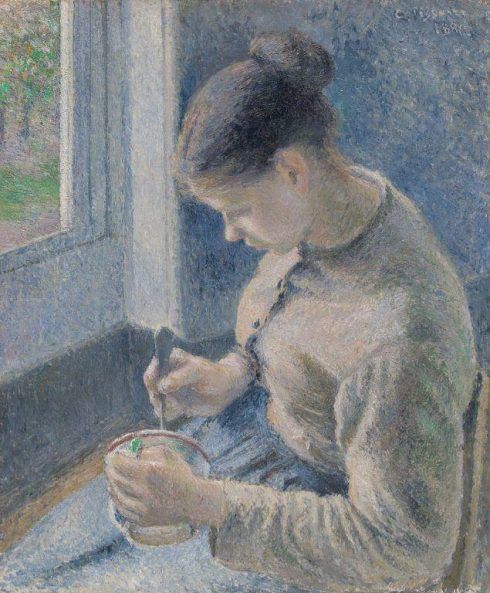 Camille Pissarro, Junge Bäuerin trinkt ihren Kaffee, Öl auf Leinwand, 63,9 x 54,4 cm (The Art Institute of Chicago)