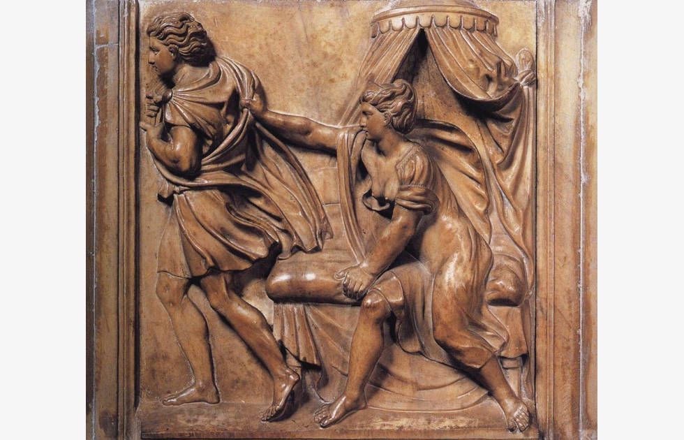 Properzia de' Rossi, Joseph und Potiphars Weib, 1525-1526 (Bologna)