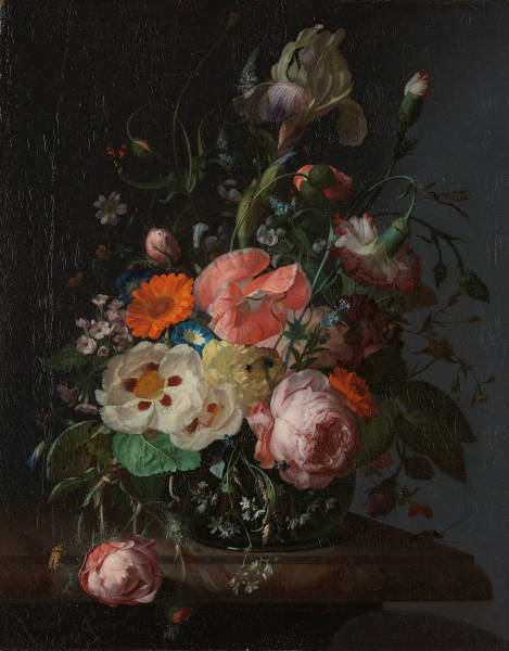 Rachel Ruysch, Blumenstillleben auf einem Marmortisch, 1716 (Rijksmuseum, Amsterdam)