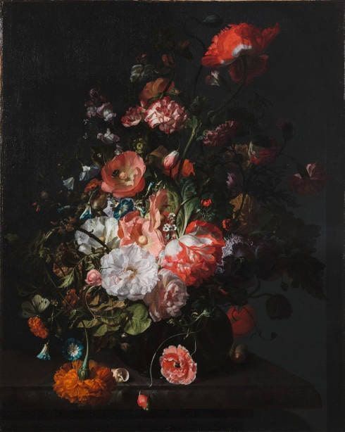 Rachel Ruysch, Blumenstillleben, um 1726, Öl auf Leinwand, 75,6 x 60,6 cm (Toledo Museum of Art, erworben mit Mitteln der Libbey-Stiftung, Geschenk von Edward Drummond Libbey, Inv.-Nr. 1956.57)