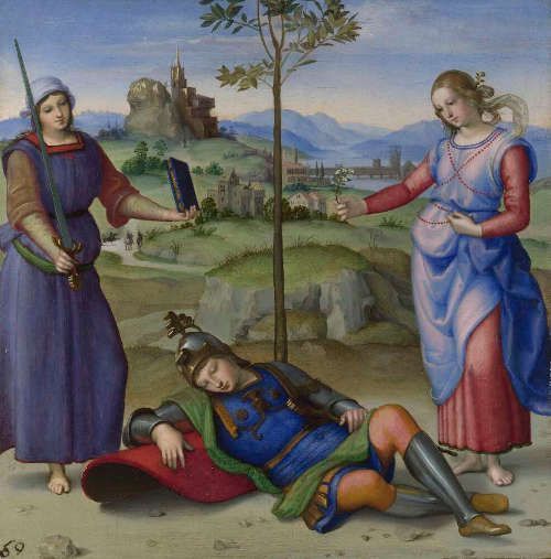 Raffael, Der Traum des Ritters, um 1504 (The National Gallery, London)