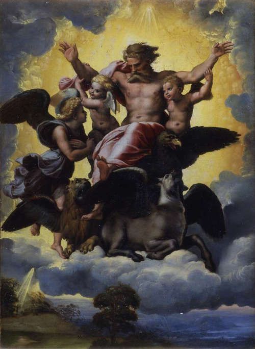 Raffael, Die Vision des Ezechiel, 1516/17 (Galleria Palatina, Palazzo Pitti, Uffizi, Florenz: Gabinetto Fotografico delle Gallerie degli Uffizi)