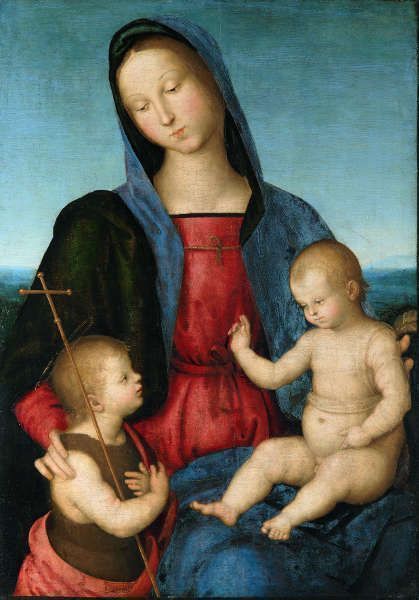 Raffael, Maria mit dem Kind, das den Johannesknaben segnet (Madonna Diotalevi), um 1503, Öl auf Pappelholz, 72,8 x 52,2 cm (© Staatliche Museen zu Berlin, Gemäldegalerie / Christoph Schmidt)