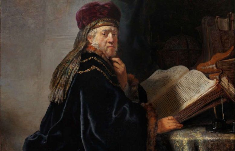 Rembrandt (Harmensz. van Rijn), Gelehrter im Studierzimmer, Detail, 1634, Öl/Lw (Nationalgalerie Prag, Foto: Museum)
