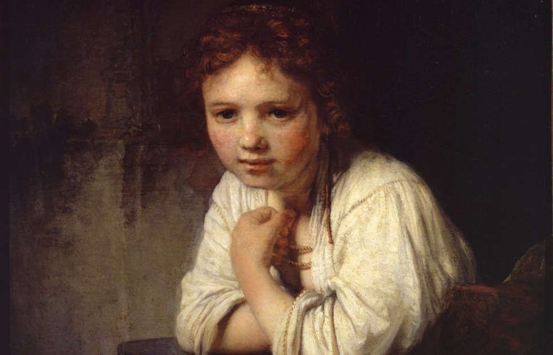 Rembrandt van Rijn, Mädchen am Fenster, Detail, 1645, Öl/Lw, 81.8 x 66.2 cm (Dulwich Picture Library, London, Bourgeois Bequest, 1811)