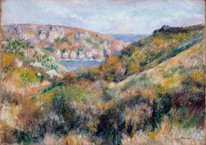 Pierre-Auguste Renoir, Hügel um die Bucht von Moulin Huet, Guernsey, 1883, Öl auf Leinwand, 46 × 65.4 cm (New York, The Metropolitan Museum of Art. Bequest of Julia W. Emmons, 1956, 56.135.9 D840)