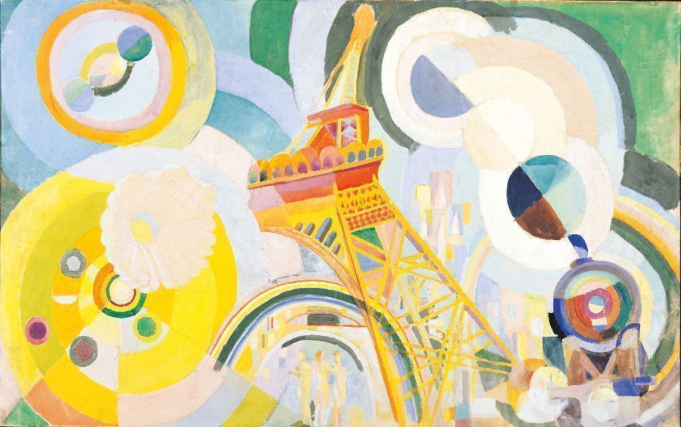 Robert Delaunay, Air, fer, eau. Étude pour un mural, 1936–1937, Gouache auf Papier und Holz, 47 x 74,5 cm (Albertina, Wien. Sammlung Batliner)