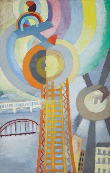 Robert Delaunay, La Tour Eiffel et l‘avion, 1925, Öl/Lw, 155 x 95 cm (Courtesy Galerie Le Minotaure, Paris)