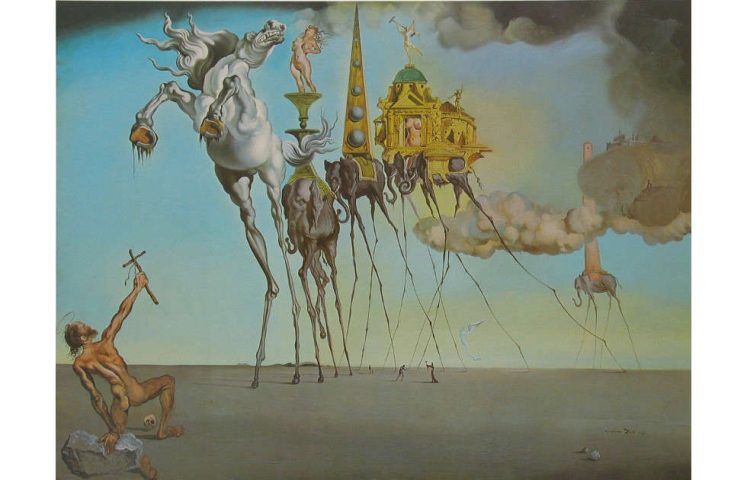 Salvador Dalí, Versuchung des hl. Antonius, 1946, Öl/Lw, 89,7 x 119,5 cm (Musée d’Art Moderne, Brüssel)