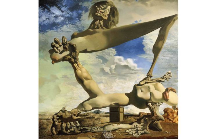 Salvador Dalì, Weiche Konstruktion mit gekochten Bohnen (Vorahnung des Bürgerkriegs), 1936, Öl auf Leinwand, 99,9 x 100 cm (Philadelphia Museum of Art, Philadelphia (Pennsylvania). The Louise and Walter Arensberg collection)