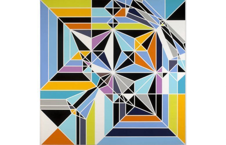 Sarah Morris, Angel [Origami], 2009, Household gloss paint on canvas, 214 x 214 cm © Sarah Morris