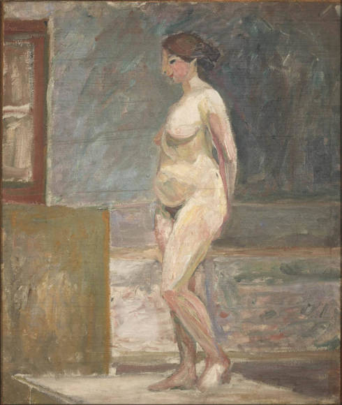 Sigrid Hjertén, Weiblicher Akt, um 1910, Öl auf Leinwand auf Hartfaserplatte aufgezogen, 55 x 46,5 cm (Moderna Museet, Stockholm)