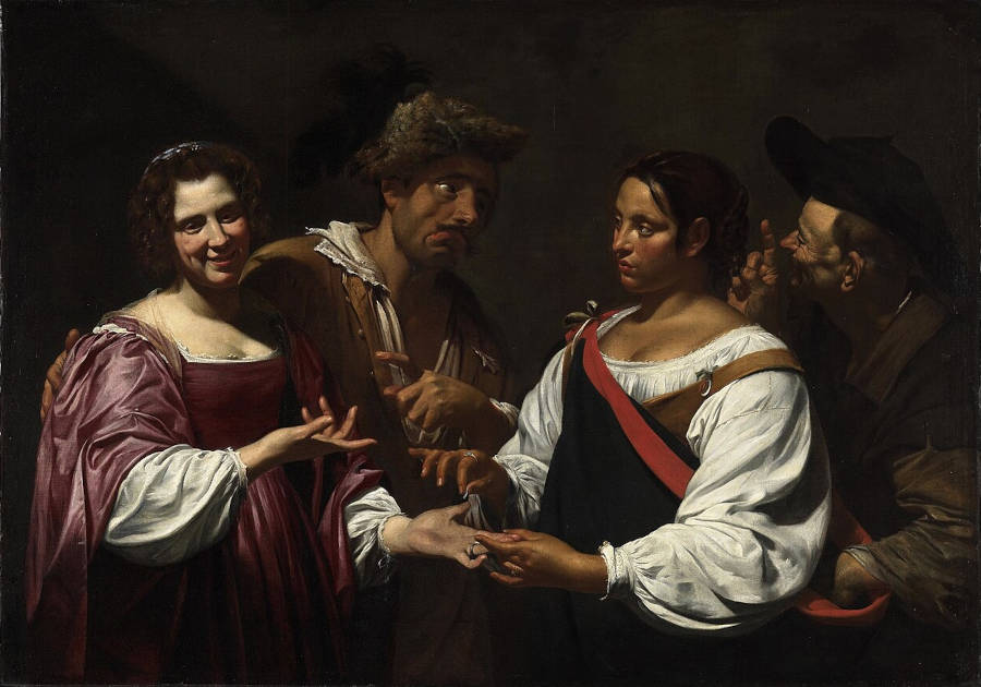 Simon Vouet, Die Wahrsagerin, um 1620 (National Gallery of Canada, Ottawa)Simon Vouet, Die Kreuzigung (Musée des Beaux-Arts, Lyon)