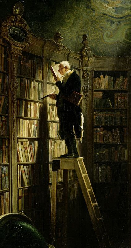 Carl Spitzweg, Der Bücherwurm, 1850, Öl auf Leinwand, 49,4 x 26,9 cm (Museum Georg Schäfer, Schweinfurt)