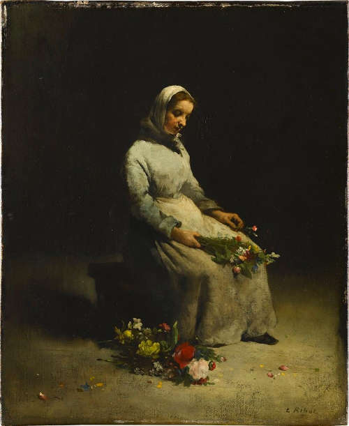 Théodule Ribot, Blumenverkäuferin, 2. Hälfte 19. Jh., Öl auf Leinwand, 45 x 38 cm (Staatsgalerie Stuttgart)