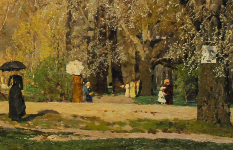 Tina Blau, Apriltag im Prater, Detail, 1889 (Museum Pfalzgalerie Kaiserslautern)